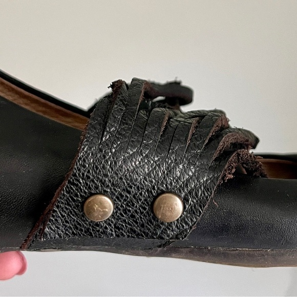 Fly London LAFF Peep Toe Multi strap Black Ballerina Heel Shoes Size 7 - Picture 9 of 16